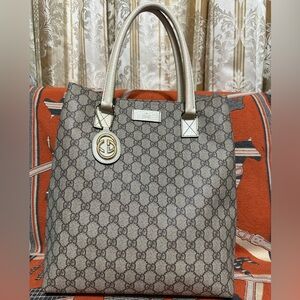 Gucci Beige and Gold Tote Bag